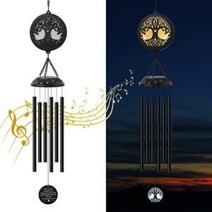 sungirls solar tree of life wind chimes, memorial wind chimes lost loved ones engraved tree of life, sympathy wind chimes gift for mother, wife,grandma solar wind chimes garden home yard hanging decor