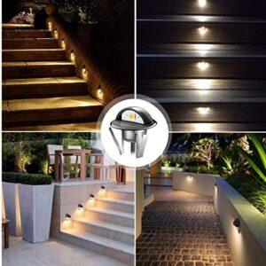 QACA 20pcs LED Step Lights Low Voltage IP65 Waterproof Recessed LED Deck Lighting, Half Moon F1.38 Yard Garden Patio Step Landscape Pathway Decor Lamps, Warm White