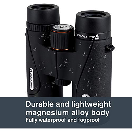 Celestron – TrailSeeker ED 10x42 Binoculars – Compact ED Binocular for Birdwatching and Outdoor Activities – Binocular with ED Objective Lenses – Fully Broadband Multi-coated Optics – BaK4 Roof Prism