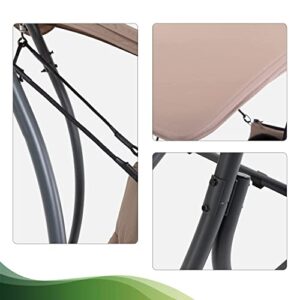 Patio Swing Outdoor Swing Chair Patio Swing with Canopy Patio Gliders Porch Swing with Stand Canopy & Cushion Hanging Lounge Chair for Backyard Outside Garden Balcony Brown