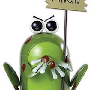 Sunset Vista Designs Get Happy Frog Garden Sculpture with Double-Sided Sign