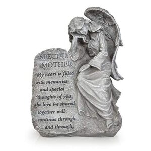 besti garden memorial stone angel – cold-cast ceramic graveyard remembrance decoration – outdoor sculpture and engraved design with special mother quote – sympathy gift – 6-7/8″w x 3-1/4″d x 9-3/8″h