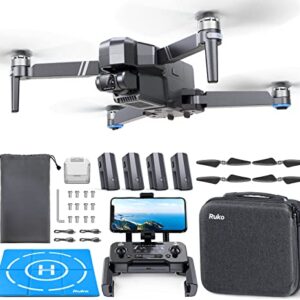 Ruko F11GIM2 4B Fly More Time 112 Mins GPS Drone, 3-Axis Gimbal with 4k Camera, 4 Batteries Professional Drone, Extra Landing Pad, 3km Long Range, Auto Return, Follow Me, Waypoint, Point of Interest