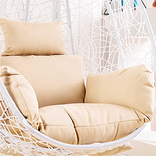 Egg Chair Cushion Only, Outdoor Hanging Swing Chair Seat Cushion Replacement, Thicken Waterproof Washable Hammock Chair Cushion Cover with Headrest and Armrests Beige