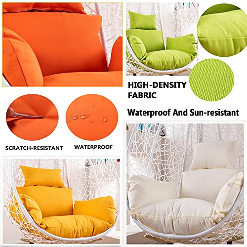 Egg Chair Cushion Only, Outdoor Hanging Swing Chair Seat Cushion Replacement, Thicken Waterproof Washable Hammock Chair Cushion Cover with Headrest and Armrests Beige