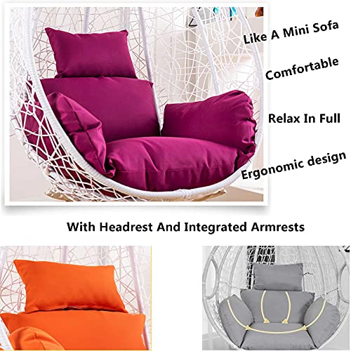 Egg Chair Cushion Only, Outdoor Hanging Swing Chair Seat Cushion Replacement, Thicken Waterproof Washable Hammock Chair Cushion Cover with Headrest and Armrests Beige