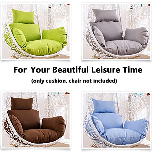 Egg Chair Cushion Only, Outdoor Hanging Swing Chair Seat Cushion Replacement, Thicken Waterproof Washable Hammock Chair Cushion Cover with Headrest and Armrests Beige