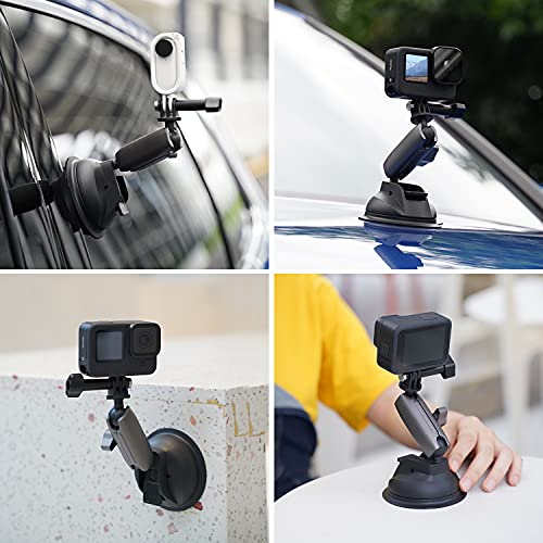 Suction Cup Mount Windshield Window Dashboard Car Mount with Phone Holder for GoPro Max Hero 11 10 9 8 7 6 5 Insta360 DJI Osmo Action Pocket 2 iPhone Android