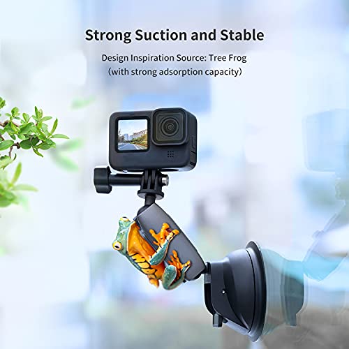 Suction Cup Mount Windshield Window Dashboard Car Mount with Phone Holder for GoPro Max Hero 11 10 9 8 7 6 5 Insta360 DJI Osmo Action Pocket 2 iPhone Android