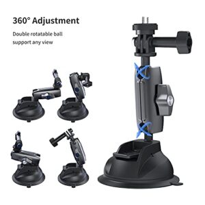 Suction Cup Mount Windshield Window Dashboard Car Mount with Phone Holder for GoPro Max Hero 11 10 9 8 7 6 5 Insta360 DJI Osmo Action Pocket 2 iPhone Android