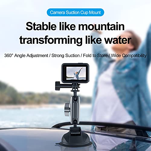 Suction Cup Mount Windshield Window Dashboard Car Mount with Phone Holder for GoPro Max Hero 11 10 9 8 7 6 5 Insta360 DJI Osmo Action Pocket 2 iPhone Android