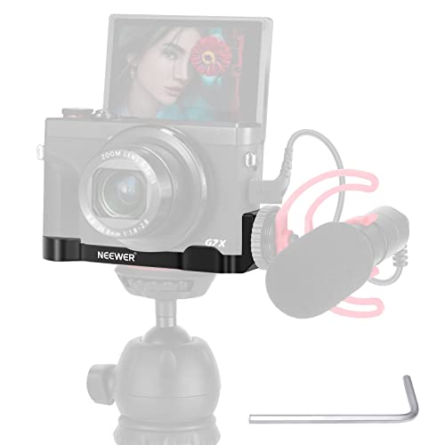 Neewer Metal Bracket Hand Grip Compatible with Canon G7X Mark II & Mark III, Camera Extension Base Plate with 1/4” Tripod Mount, Cold Shoe Mount for Microphone LED Light Vlogging Accessories