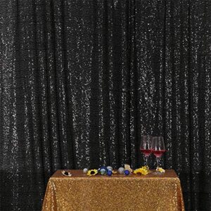 Eternal Beauty Black Sequin Wedding Backdrop Photography Background Party Curtain, 10Ft X 10Ft