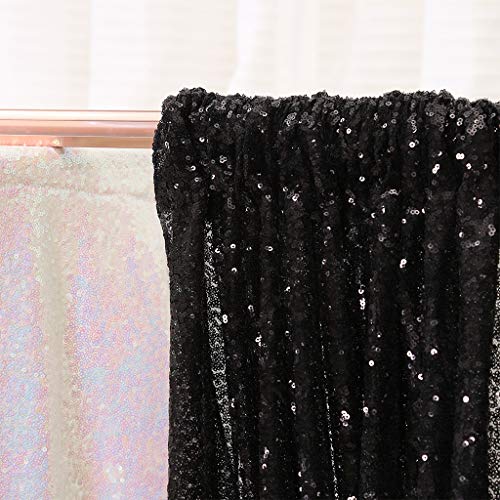 Eternal Beauty Black Sequin Wedding Backdrop Photography Background Party Curtain, 10Ft X 10Ft