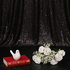 Eternal Beauty Black Sequin Wedding Backdrop Photography Background Party Curtain, 10Ft X 10Ft