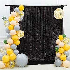 Eternal Beauty Black Sequin Wedding Backdrop Photography Background Party Curtain, 10Ft X 10Ft