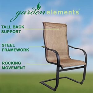 Garden Elements Outdoor Bellevue Metal Patio Chair, Brown (2, Spring Chair)