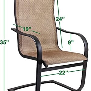 Garden Elements Outdoor Bellevue Metal Patio Chair, Brown (2, Spring Chair)