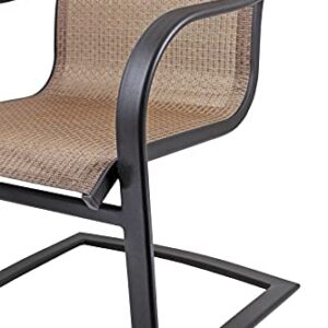 Garden Elements Outdoor Bellevue Metal Patio Chair, Brown (2, Spring Chair)
