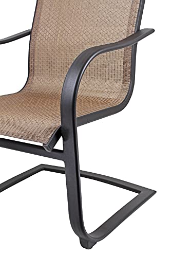 Garden Elements Outdoor Bellevue Metal Patio Chair, Brown (2, Spring Chair)