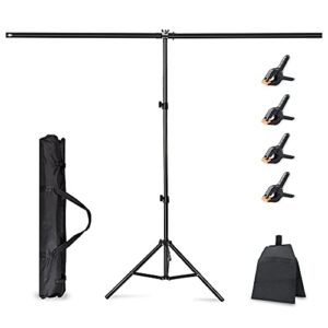 lidlife t-shape backdrop stand kit,6.5x5ft adjustable photo background backdrop stand with 4 spring clamps and sandbag for photography video studio