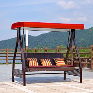 swing canopy replacement for outdoor patio, swing canopy top cover replacement chair cover, garden chairs top seats waterproof cover canopy garden chair outdoor sunscreen (a# red)