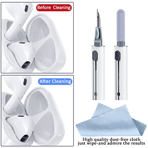 Airpod Cleaner Kit，Earbud Cleaning Kit for Airpods Pro 1 2 3， Multi-Function Cleaning Pen with Soft Brush Flocking Sponge，Suitable for Bluetooth Headset, Charging Box, Mobile Phone, Earbud (1Pcs)