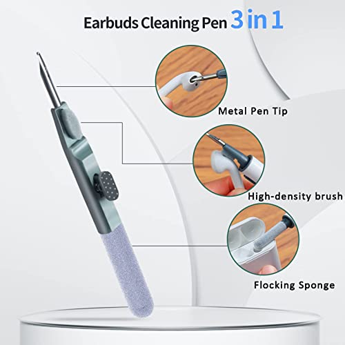 Airpod Cleaner Kit，Earbud Cleaning Kit for Airpods Pro 1 2 3， Multi-Function Cleaning Pen with Soft Brush Flocking Sponge，Suitable for Bluetooth Headset, Charging Box, Mobile Phone, Earbud (1Pcs)