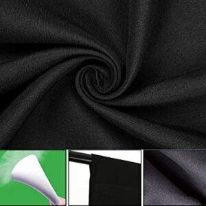 Folong Black Backdrop，Black Photo Backdrop，Black Screen Photo backdrop6 x 9 feet Black Photo Background Polyester Fiber, Non-Reflective Edge Treatment to Prevent Tearing 4 Clips