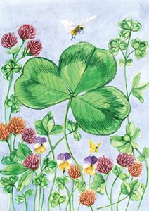 toland home garden 110014 clover & bee st patricks day flag 12×18 inch double sided st patricks day garden flag for outdoor house st pats flag yard decoration