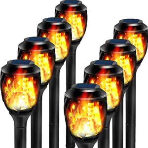 grand patio outdoor solar lights, water-resistant flickering flames torch light, landscape decoration lighting, pack of 8