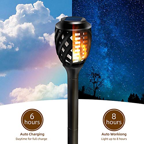 Grand patio Outdoor Solar Lights, Water-Resistant Flickering Flames Torch Light, Landscape Decoration Lighting, Pack of 8