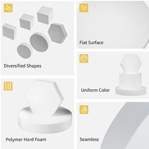 Goshoot 6 Pcs Product Photography Props Cube, Foam Solid Blocks Geometric Shapes for Jewelry, Makeup and Accessories Modeling and Decoration - White