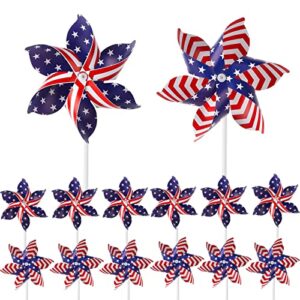 american flag patriotic pinwheels independence day pinwheels us stars and stripes pinwheels with instruction garden windmill wind spinner for kids adults, july of 4th decor yard garden lawn (30)
