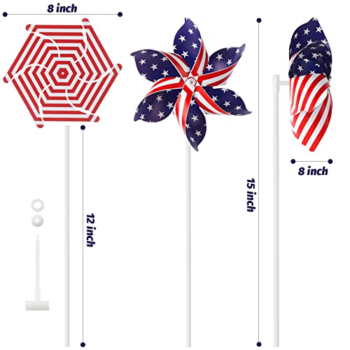 American Flag Patriotic Pinwheels Independence Day Pinwheels US Stars and Stripes Pinwheels with Instruction Garden Windmill Wind Spinner for Kids Adults, July of 4th Decor Yard Garden Lawn (30)