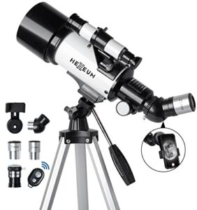 telescope 70mm aperture 500mm – for kids & adults astronomical refracting portable telescopes az mount fully multi-coated optics, with tripod phone adapter, wireless remote, carrying bag