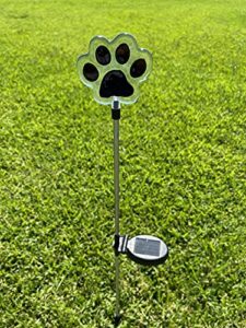 set of 2 clear acrylic dog paw solar power outdoor garden yard stick color change led lights