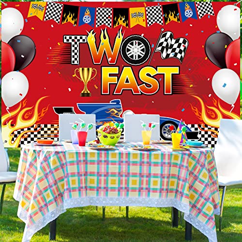 Two Fast Backdrop Two Fast Birthday Decorations Racing Theme Party Decorations Racing Car Second Birthday Photography Background Racing Boys Kids Birthday Party Supplies