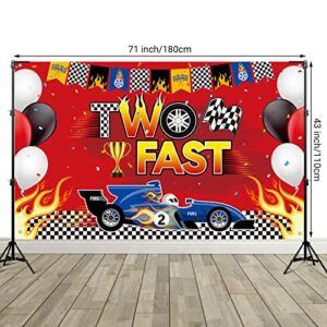 Two Fast Backdrop Two Fast Birthday Decorations Racing Theme Party Decorations Racing Car Second Birthday Photography Background Racing Boys Kids Birthday Party Supplies