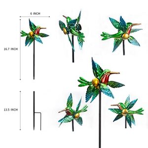 Wind Spinner Yard Spinners Hummingbird Small Wind Sculpture Metal Windmill 2 Pack for Outdoor Yard Patio Lawn & Garden