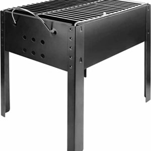 LANTRO JS Folding Portable Barbecue Charcoal Grill,Barbecue Desk Tabletop Outdoor Stainless Steel Smoker BBQ for Outdoor Cooking Camping Picnics Beach(20.47"x13.39"x19.25")