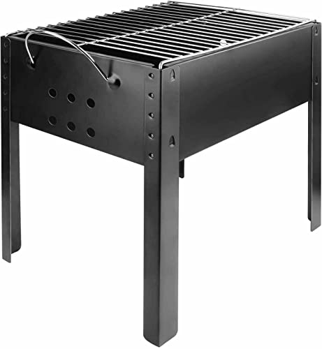 LANTRO JS Folding Portable Barbecue Charcoal Grill,Barbecue Desk Tabletop Outdoor Stainless Steel Smoker BBQ for Outdoor Cooking Camping Picnics Beach(20.47"x13.39"x19.25")