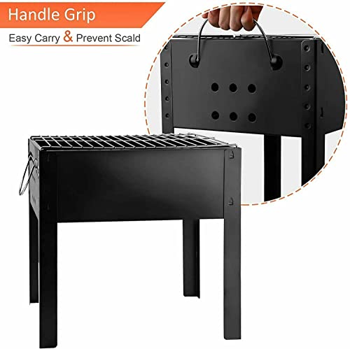 LANTRO JS Folding Portable Barbecue Charcoal Grill,Barbecue Desk Tabletop Outdoor Stainless Steel Smoker BBQ for Outdoor Cooking Camping Picnics Beach(20.47"x13.39"x19.25")