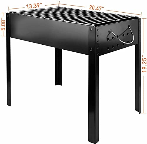 LANTRO JS Folding Portable Barbecue Charcoal Grill,Barbecue Desk Tabletop Outdoor Stainless Steel Smoker BBQ for Outdoor Cooking Camping Picnics Beach(20.47"x13.39"x19.25")