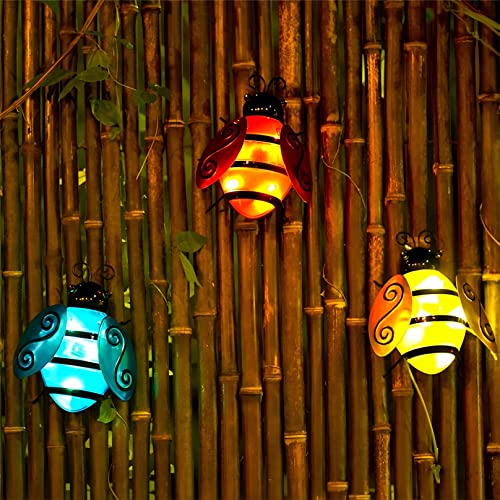 RAVTEK Solar Bee Lights, Smart Lighting Fairy Lights Outdoor with Switch, Waterproof Solar Decor Lights for Patio Garden Yard Bedroom (Yellow)