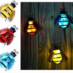 RAVTEK Solar Bee Lights, Smart Lighting Fairy Lights Outdoor with Switch, Waterproof Solar Decor Lights for Patio Garden Yard Bedroom (Yellow)