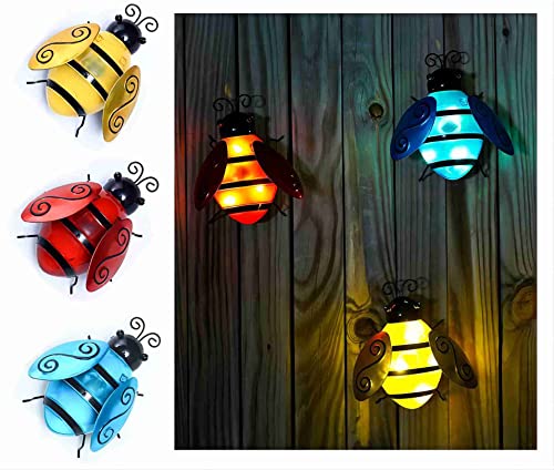 RAVTEK Solar Bee Lights, Smart Lighting Fairy Lights Outdoor with Switch, Waterproof Solar Decor Lights for Patio Garden Yard Bedroom (Yellow)