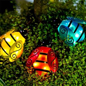 RAVTEK Solar Bee Lights, Smart Lighting Fairy Lights Outdoor with Switch, Waterproof Solar Decor Lights for Patio Garden Yard Bedroom (Yellow)