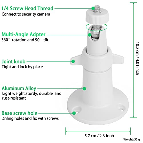 UYODM 2 Pack Wall Mount Holder for SimpliSafe Outdoor Security Camera, 360°Rotation Security Bracket with 1/4 Screw Thread , Camera Not Included (White)