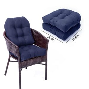 SEAHOME 2PCS Rocker Cushions Replacement Outdoor/Indoor, Soft Washable Solid Twill Swivel Rocker Chair Seat,for Recliner Rattan Folding Chair Garden Patio Mat (Navy Blue) 2 Count (Pack of 1)